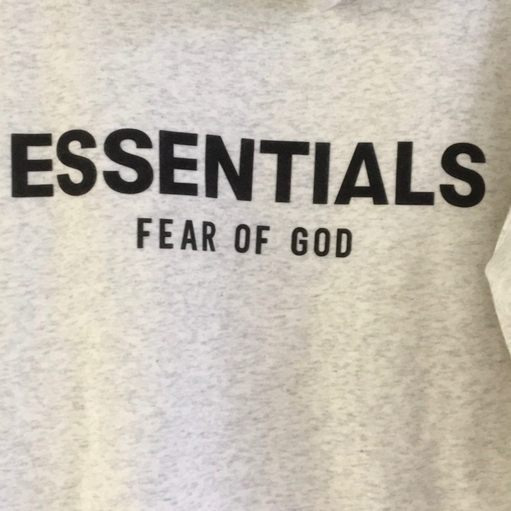 ESSENTIAL-“FEAR OF GOD”OATMEAL- GRAY LOGO HOODIE/UNISEX/NEW - Picture 4 of 9